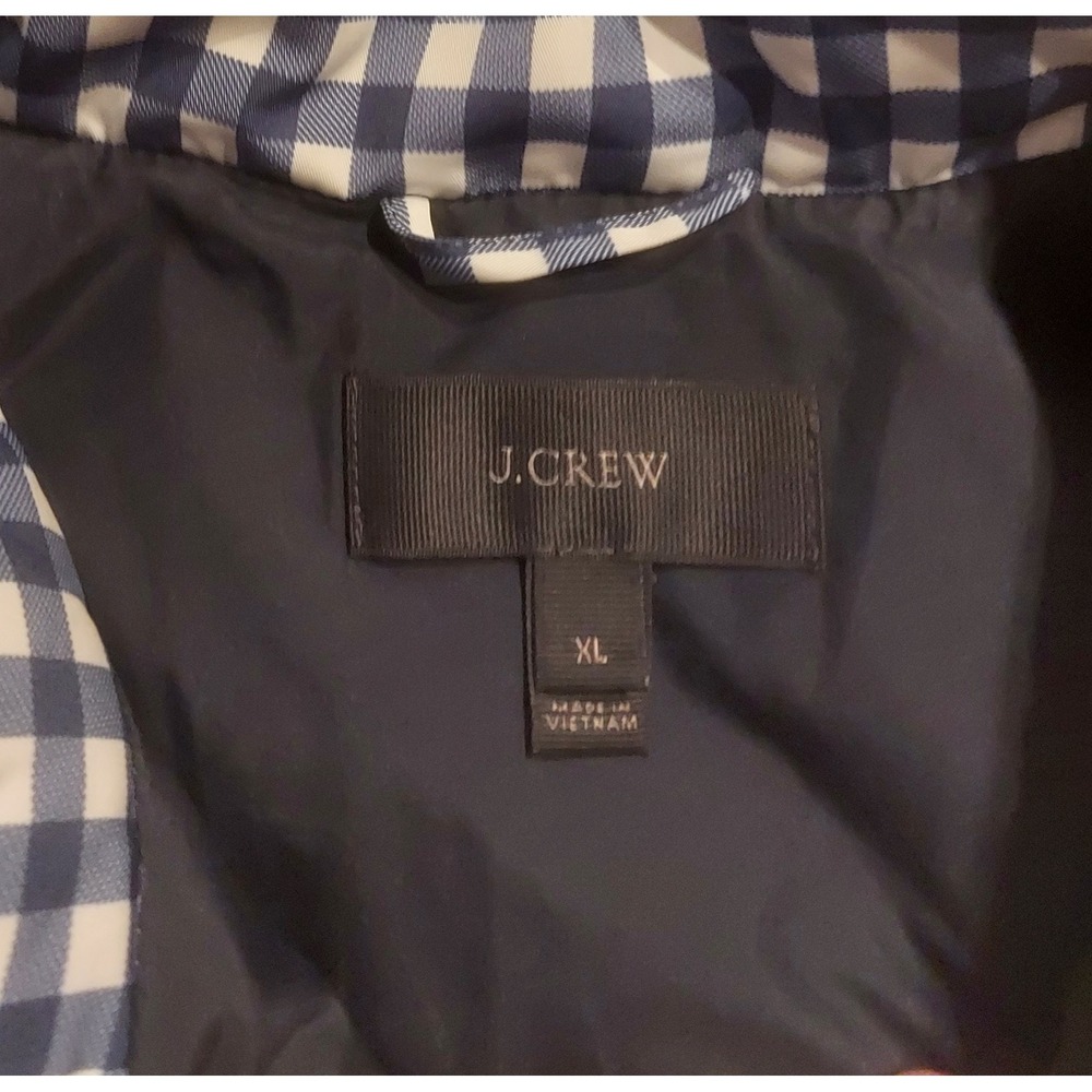 J Crew Womens Navy & White Gingham Quilted Down Full Zip Puffer Vest Size XL - Picture 3 of 10